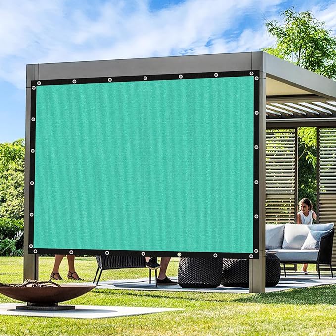 Artpuch Outdoor Pergola Shade Cover 6' X 7' Sun Shade Cloth with Grommets, 90% UV Protection Canopy Patio Privacy Screen (Customized Available) GN107, Turquoise
