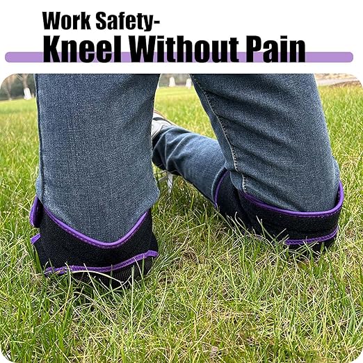 Garden Work Knee Pads for Adults, Soft Kneeling Pad for Women Gardeners, Scrubbing Floors & House Cleaning, Safety Men Knee Cushion Padded for Flooring, Weeding, Crawling - Easy Fit & Clean - Purple (Large)