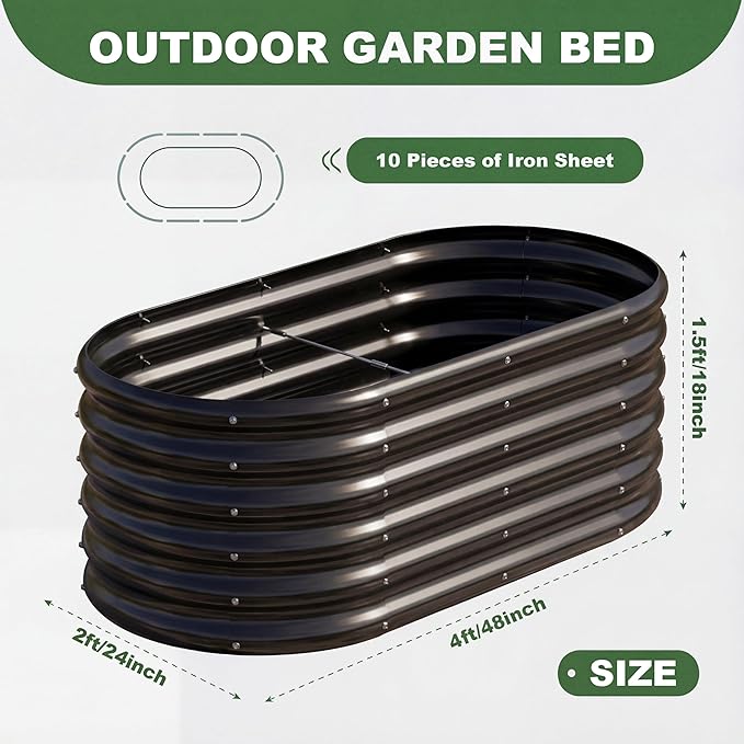 AHEONLAR 3 Pack 4×2×1.5ft Galvanized Raised Garden Bed Outdoor, Sturdy Planter Boxes for Vegetables, Fruits, Flowers and Plants, Easy Assembly, Black