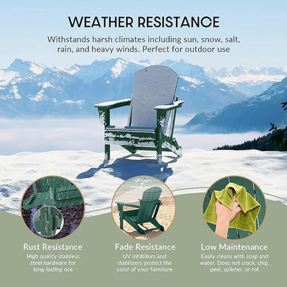 WestinTrends Malibu Malibu Outdoor Folding Poly Adirondack Chair (Set of 8), Dark Green