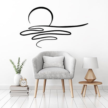 Sunrise Metal Wall Art, Sunset Metal Wall Decor for Living Room, Sunshine Line Art Home Decor Outdoor Indoor, Sun Design Modern Artwork for Walls, Abstract Sunset Wall Decor, Housewarming Gifts