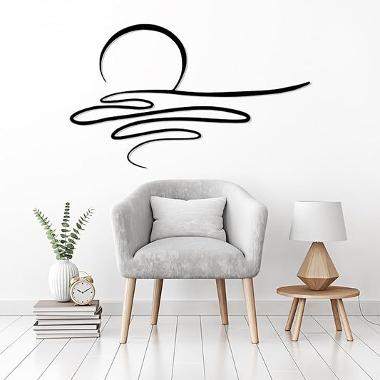 Sunrise Metal Wall Art, Sunset Metal Wall Decor for Living Room, Sunshine Line Art Home Decor Outdoor Indoor, Sun Design Modern Artwork for Walls, Abstract Sunset Wall Decor, Housewarming Gifts