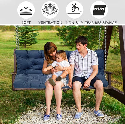 Replacement Cushions for Swing, Swing Cushions 3 Seater Replacement, Waterproof Thicken Washable Pad Cushion for Outdoor Indoor Furniture Swing Patio (Navy, 40x47 inch)
