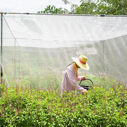 Woanger 4 x 100 ft Garden Mesh Netting Ultra Fine Plant Covers Garden Netting to Protect Vegetable Plants Fruits Flowers Crops Greenhouse Row Cover Patio Barrier Screen Protection Net (White)