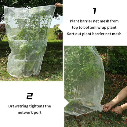 6.6 x 6.6 Ft Large Fruits Netting Cover with Zipper and Drawstring, Insect Bird Barrier Netting to Protect Fruit From Birds for Bugs,Cicadas, Insects, Garden Insect Netting for Plant Cover Transparent
