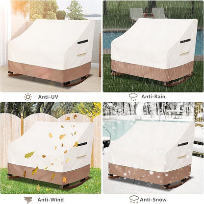 50" Double-Wide Outdoor Rocking Chair Cover, Waterproof & Dust Proof Patio Furniture Covers, Patio Chair Covers 51"W x 34"D x 45"H(Beige)