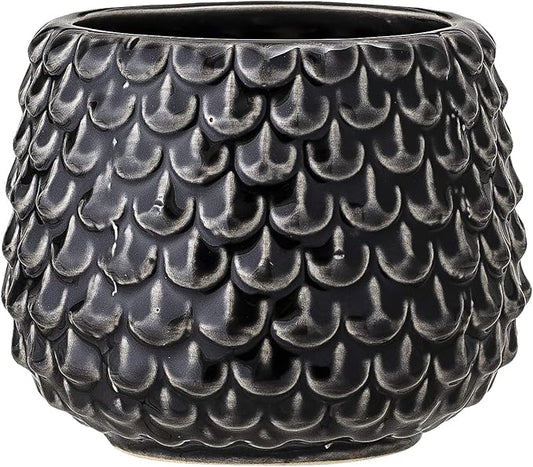 Bloomingville Stoneware Flower Pot Pinecone, Planter, 3,75'', Black