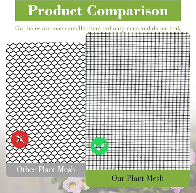 Grevosea 10PCS Black PVC Flower Pot Hole Mesh Pads, 11.8x7.8 Inch Bonsai Drainage Screens for Preventing Soil Leakage Flower Pot Bottom Plant Screen Mesh for Garden Outdoor Potted Plants