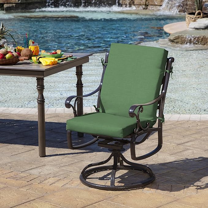Arden Outdoor Patio Dining Chair Cushion, 20x44, Rain-Proof Seat Pad, Fade-Resistant Outdoor Cushion Bright Moss Green Leala