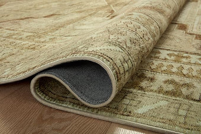 Loloi Magnolia Home by Joanna Gaines Sinclair Collection SIN-02 Khaki/Tobacco 3'-6" x 5'-6", .25" Pile Height, Machine Washable, Accent Rug
