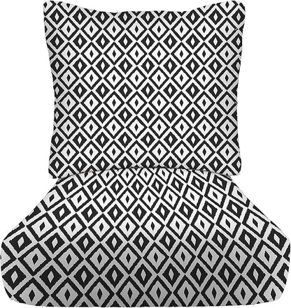 RSH DECOR: Deep Seating Cushion with Pillow Back | 23” x 26” Seat | All-Weather Spun Fabric | Water and Fade-Resistant | Outdoor Chair Cushion Set for Patio Furniture | Black & White Aztec
