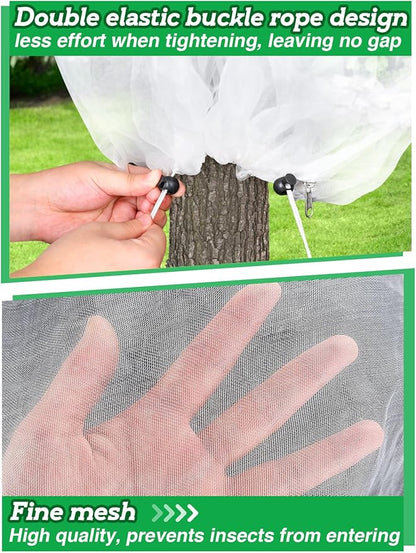 Easy Installation Fruit Tree Netting with Zipper & Drawstring - 6.2x6.2ft Ultra Fine Mesh Garden Protection Screen to Protect Pear Peach Apple from Bird Insect Bug Cicada Deer Squirrel