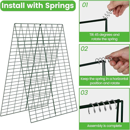 Foldable Cucumber Trellis, 48" L x 34" W A-Frame Trellis, Climbing Plants Support Raised Bed Trellis with Twist Ties & Plant Bags for Outdoor Yards Gardens