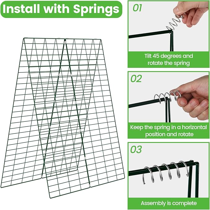 Foldable Cucumber Trellis - 2 Pack, 48" L x 34" W A-Frame Trellis, Climbing Plants Support Raised Bed Trellis with Twist Ties & Plant Bags for Outdoor Yards Gardens