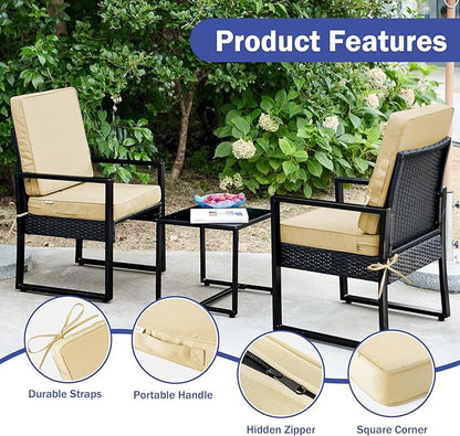 IPYNBAP Outdoor Cushions, Outdoor Chair Cushions 24x24x4 Inch, Cushions for Outdoor Furniture with Removable Cover, Waterproof & Fade Resistant Outdoor Seat Cushions for Patio, Lawn, Beige