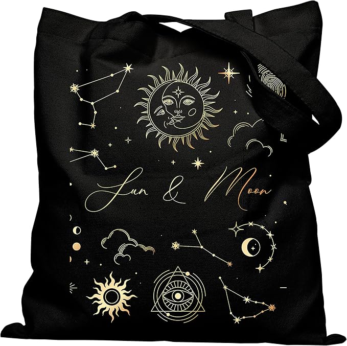 Canvas Tote Bag with Aesthetic Prints, Cute Tote Bag for Women Girls with Wide Strap, Gifts for Cat Book Lovers