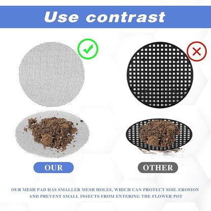 20 Pcs Flower Pot Hole Mesh Pad, 4 Inch Round Bonsai Pots Bottom Grid Mat Keep Soil from Flowing Away Plant Pot Drainage Mesh Hole Screens for Garden Outdoor Potted Plants