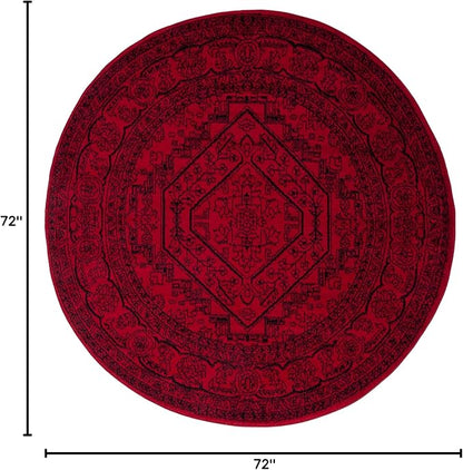 SAFAVIEH Adirondack Collection Area Rug - 6' Round, Red & Black, Oriental Medallion Design, Non-Shedding & Easy Care, Ideal for High Traffic Areas in Living Room, Bedroom (ADR108F)