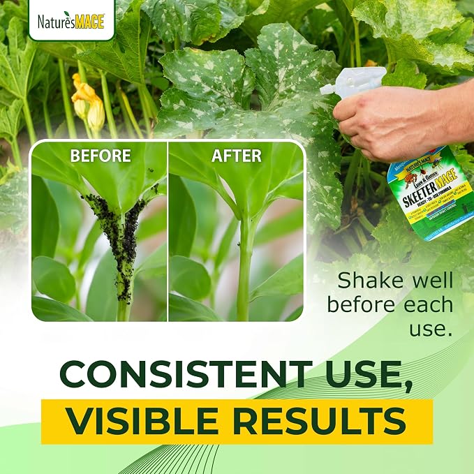 Nature’s MACE Skeeter Pest Repellent Spray - Safe for Pet and Plants, Outdoor Repellent Pest Control, Yard Protection Insect and Spider Barrier Treatment Essential Oil Formula Fresh Scent - 40oz