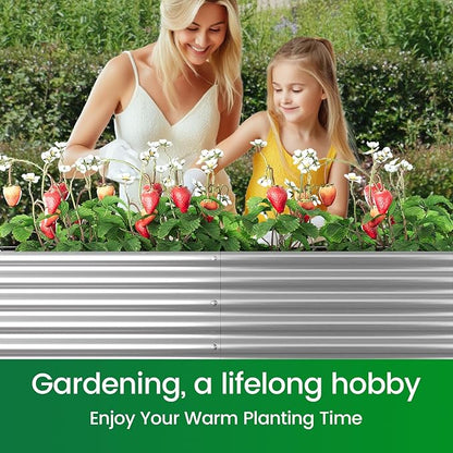 FRIZIONE 2pcs Tall 6x3ft Galvanized Raised Garden Bed Outdoor,Above Ground Garden Bed for Vegetable,Metal Raised Beds for Flower,Steel Raised Beds for Gardening