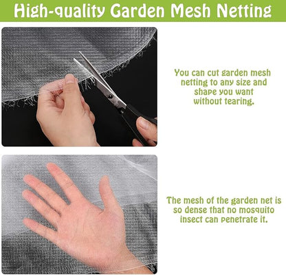 Mckanti 10x30FT Garden Mesh Netting, Fine Plant Covers with 30Pcs Cable Ties & 10Pcs Nails, Bed Netting Cover for Plants, Vegetables, Greenhouse, Patio Barrier Net