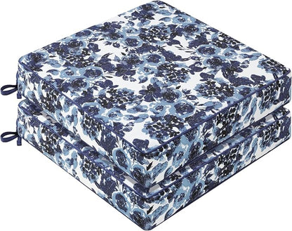 Favoyard Outdoor Chair Cushion 24 x 24 x 4 In Waterproof Pattern Fade Resistant Cushions for Patio Furniture with Removable Cover Attach Straps 28D Foam Insert Cushions Pads for Seat Sofa Couch 2 Pack