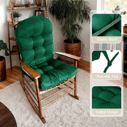 Adirondack Chair Cushion, Waterproof Outdoor Seat Cushions for Patio Furniture, Thick High Back Replacement Pad for Porch Lawn Wicker Dining Desk Chair, Rocking Chair Cushion, Emerald