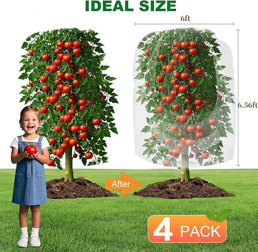4 Pack Garden Netting for Blueberry Bushes 6ftx6.56ft with Drawstring Garden Mesh Nets Insect Netting Plant Row Covers Protection Bags for Fruit Trees Shrubs Vegetables Flowers Herbs