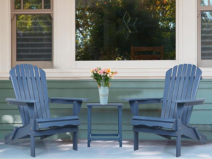 Outdoor Wooden Folding Adirondack Chair Set of 2 with Pre-Assembled BackRest, Wood Patio Chair for Garden Backyard Porch Pool Deck Firepit
