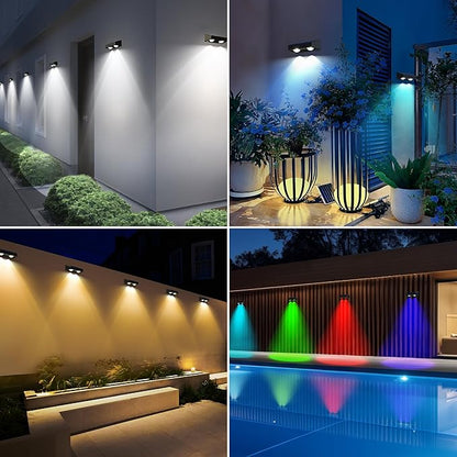 Brizled 12 Pack Solar Fence Lights, RGB + Warm White + Cool White Outdoor Solar Wall Lights, 11 Modes Color Changing Deck Light IP65 Waterproof Outdoor Lighting for Railing Wall Deck Fence Stair