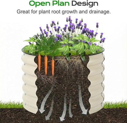 Aoodor 17" Tall 24" Metal Raised Garden Bed, Outdoor Planter Box and Raised Garden Kit for Vegetables, Flowers, and Herbs, Beige