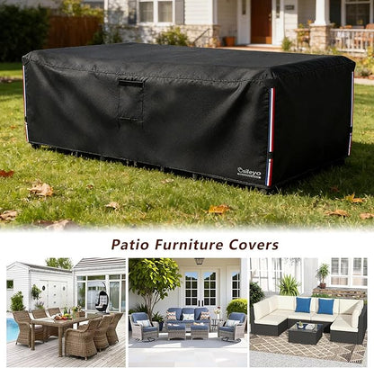 Patio Furniture Covers Waterproof,600D Heavy Duty Patio Cover for 6/7/8 PCS Sets Sectional Sofa Couch Dining Rocking Swivel Chairs Ottomans Coffee Table,88L x 62W x 28H inch