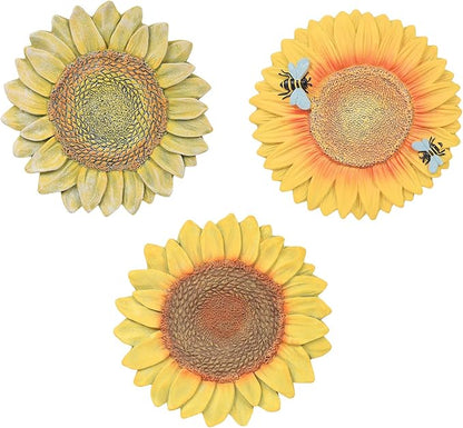 3 Pack Sunflower Cement Stepping Stone for Garden & Patio – 10 Inch Hand-Painted Outdoor/Indoor Decorative Paver, Durable & Weather-Resistant Yard Art, Vibrant Yellow Design