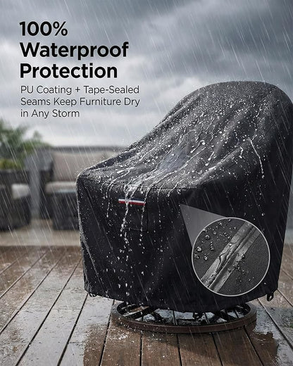 Waterproof Patio Chair Covers, 26W x 27D x 34.3H inches Heavy Duty Outdoor Furniture Protection Cover Weather Resistant 600D Oxford 2-Pack, Black