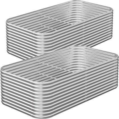 2 Pack Tall 8FT Corrugated Galvanized Steel Raised Garden Bed Outdoor, Metal Above Ground Garden Bed for Vegetables and Flowers, Raised Beds for Gardening-8x3FT