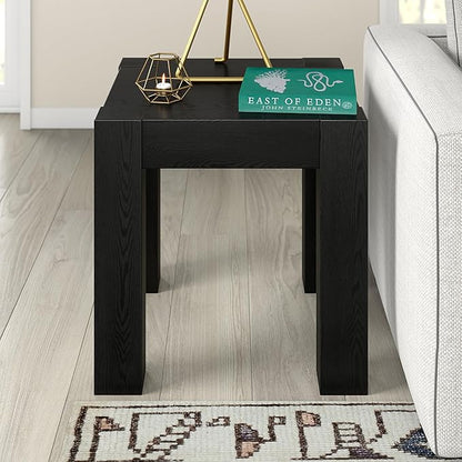 Henn&Hart Langston 22" Wide Square Side Table in Black Grain