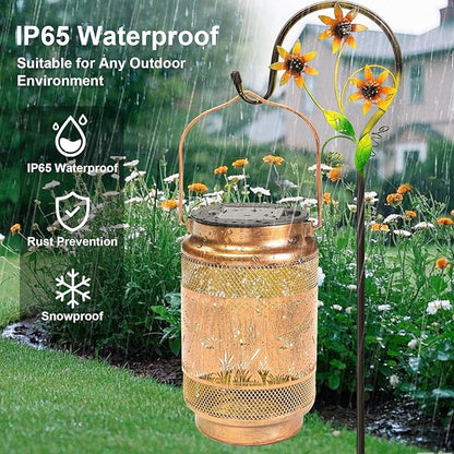 Dragonfly Solar Lanterns Outdoor Waterproof with Shepherd Hook, Gifts for Mothers Day Women Mom Grandma Birthday, Metal Solar Hanging Lights Garden Decor for Outside Yard Patio Pathway Backyard Porch