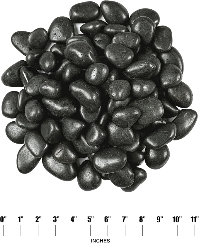 MSI Decorative Polished Black Pebbles, 0.8 inch - 1.2 inch, 40 lb. Bag(Pallet/ 55 Bags)