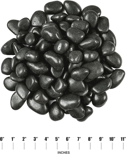 MSI Decorative Polished Black Pebbles, 0.8 inch - 1.2 inch, 40 lb. Bag(Pallet/ 55 Bags)