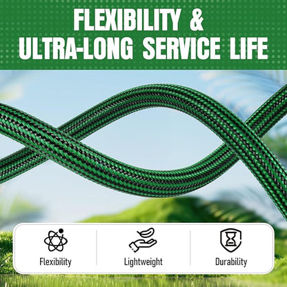 NON-EXPANDABLE Garden Hose 50 ft, Heavy Duty Flexible Water Hose, Kink Resistant Lightweight Hybrid Hose with Durable Fabric Skin, Leakproof Hose Male to Female Fittings