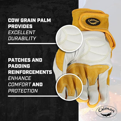 Caiman Luxury Pro Series White Tail Deerskin Gloves, X-Lg/Yellow