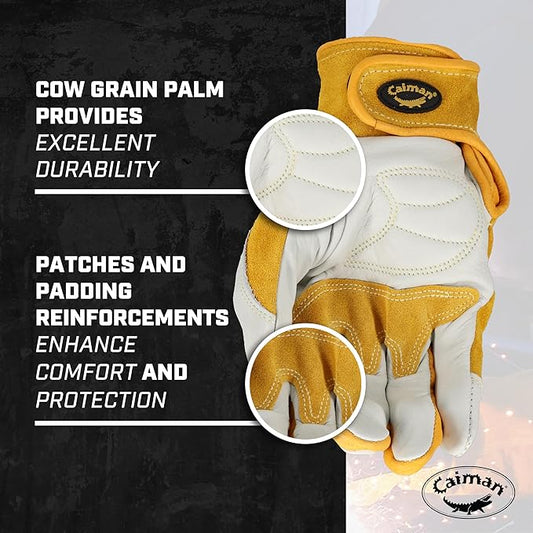 Caiman Luxury Pro Series White Tail Deerskin Gloves, X-Lg/Yellow