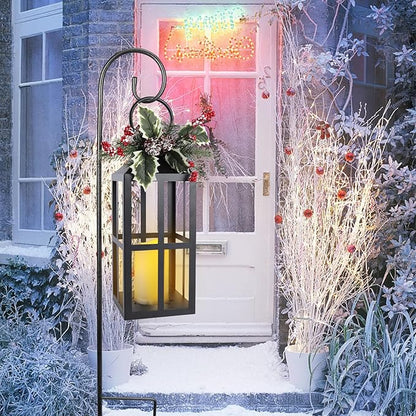 Taman Christmas Lantern,2 Pack Hanging Flickering Candle Lanterns Decorative Metal Vintage Light Battery Operated Umbrella Lights for Christmas Patio Garden, Table,Party Decor