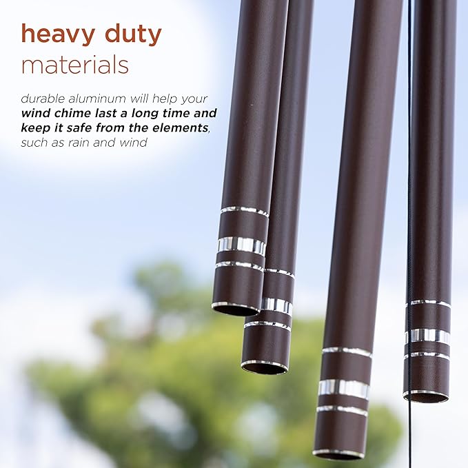 Alpine Corporation 51" Aluminum Tuned Wind Chimes with Hummingbird Design Windcatcher, Brown