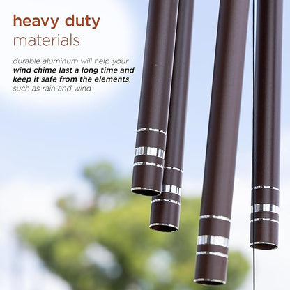 Alpine Corporation 51" Aluminum Tuned Wind Chimes with Hummingbird Design Windcatcher, Brown
