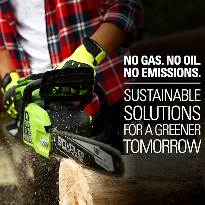 Greenworks 80V 16" Brushless Cordless Chainsaw (Great For Tree Felling, Limbing, Pruning, and Firewood / 75+ Compatible Tools), Tool Only