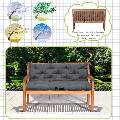 Replacement Cushions for Swing, Waterproof Porch Swing Cushion, 2-3 Seat Replacement Swing Seat Cushion with Backrest and Ties for Patio Backyard Porch Garden(Dark Grey 40 * 60 in)