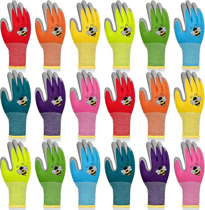 18 Pairs Kids Gardening Gloves Children Garden Glove Foam Rubber Coated Yard Work Gloves for Kids Toddlers Youth Boys Girls (Medium (Age 6-8))