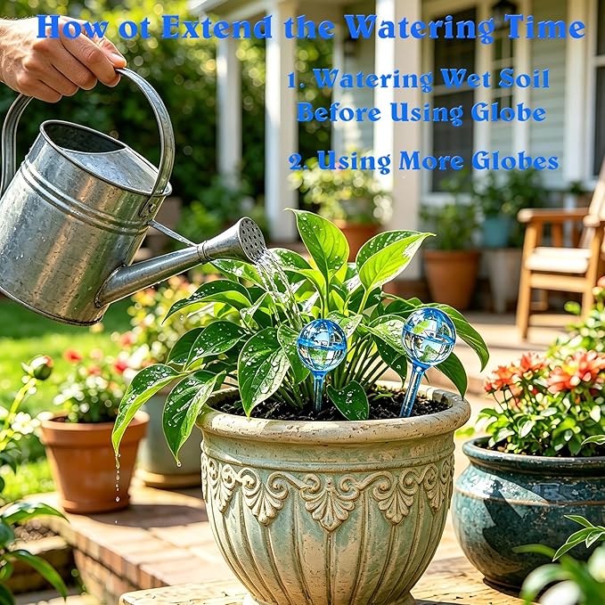 MOONSOUND Small Plant Watering Globes, 6pcs Plastic Plant Watering Devices, Plant Waterer Self Watering Bulbs for Indoor Outdoor Plants