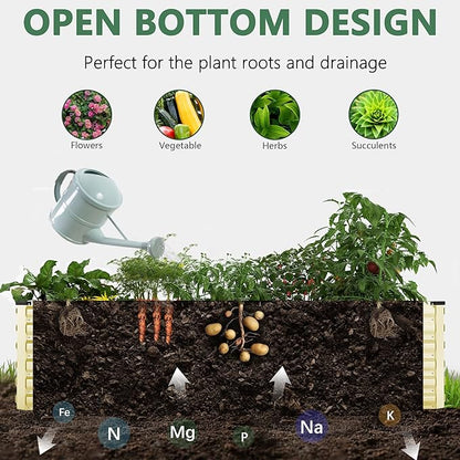 FOOWIN 2pcs 6x3x2ft Galvanized Raised Garden Bed, Planter Raised Garden Boxes Outdoor, Large Metal Raised Beds for Gardening, Garden Bed for Vegetables, Flowers, Herb, Cream Yellow